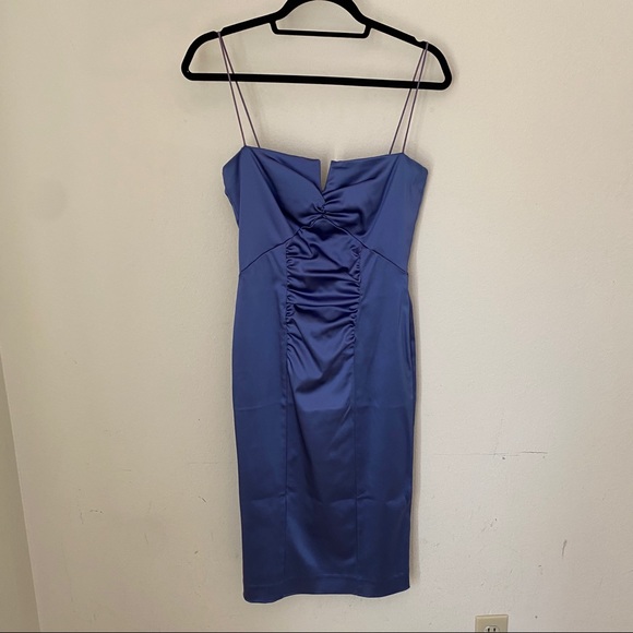 Nicole Miller Collection Blue Satin Cocktail Dress - Picture 8 of 14